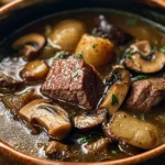 Steak and Ale Soup with Mushrooms