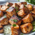 Air Fryer Salmon Bites with Garlic Cream Sauce