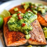 Baked Cajun Salmon With Avocado Lime Sauce