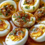 Cajun Boiled Eggs with Spicy Garlic Butter Sauce : Keto Late-Night Snack
