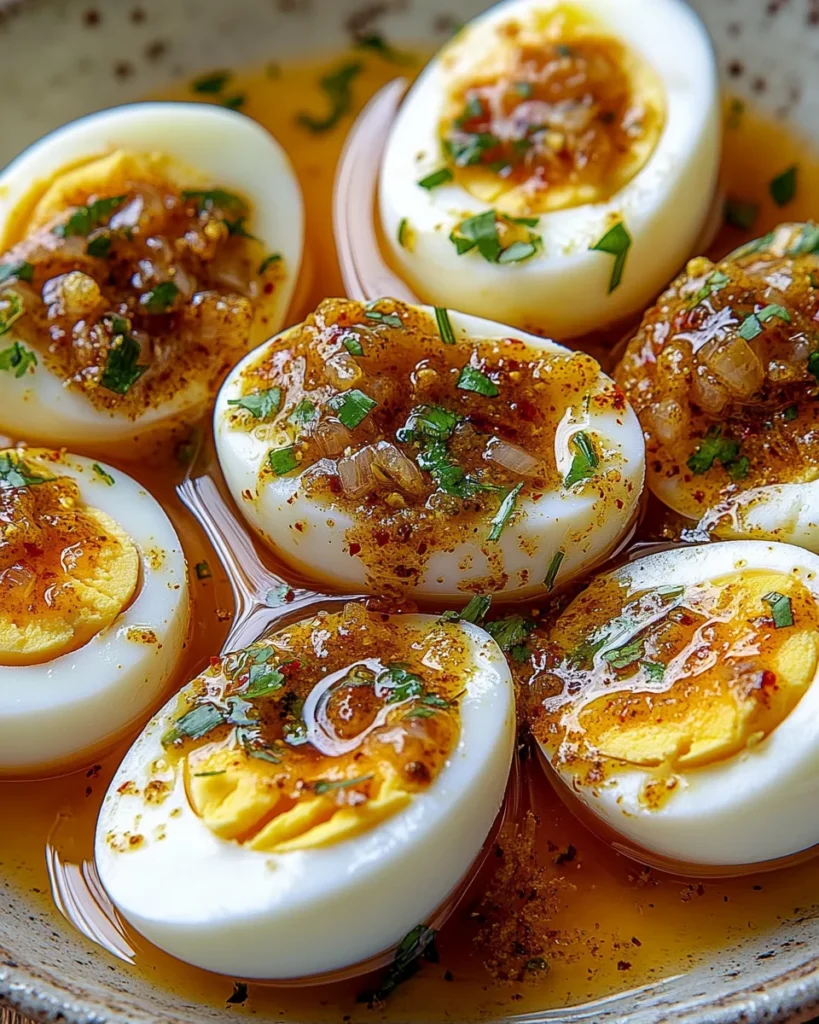 Cajun Boiled Eggs with Spicy Garlic Butter Sauce : Keto Late-Night Snack