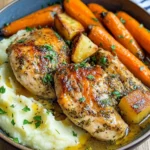 Creamy Herb Chicken with Mashed Potatoes & Glazed Carrots