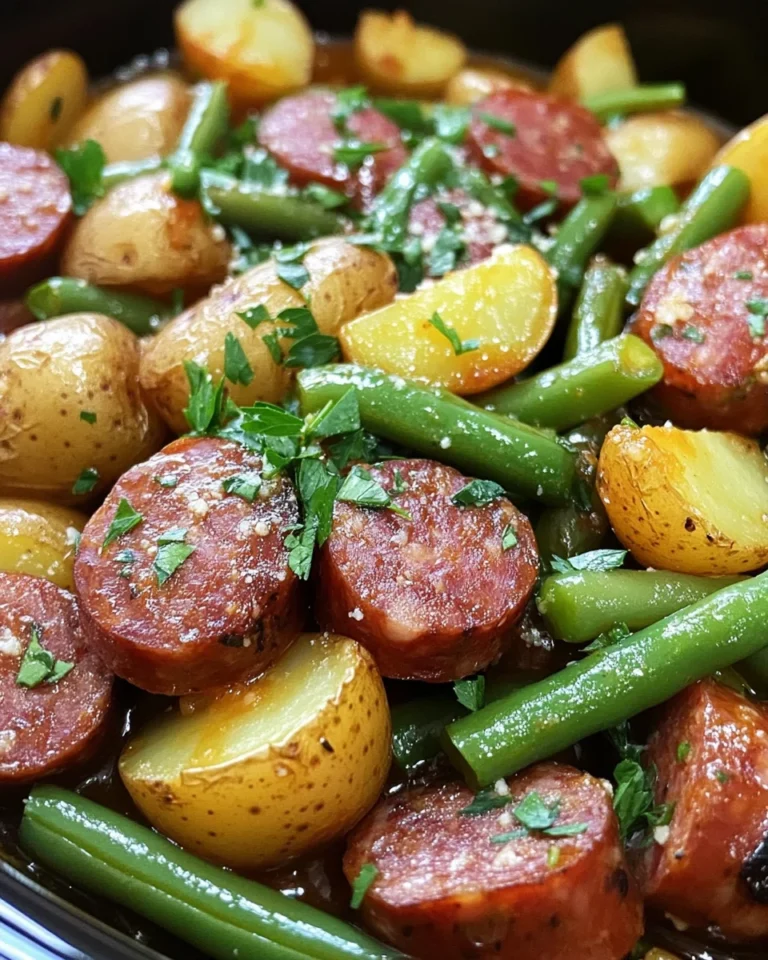 Crockpot Kielbasa and Green Beans