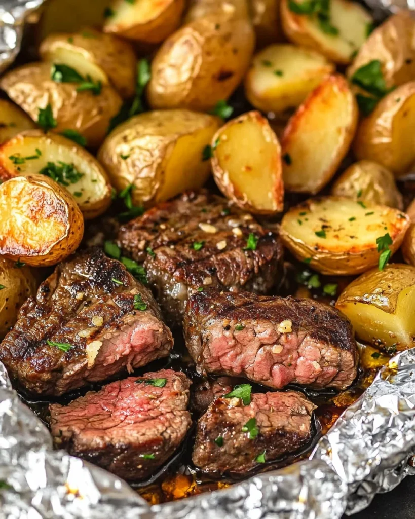 Garlic Butter Steak and Potato Foil Packets