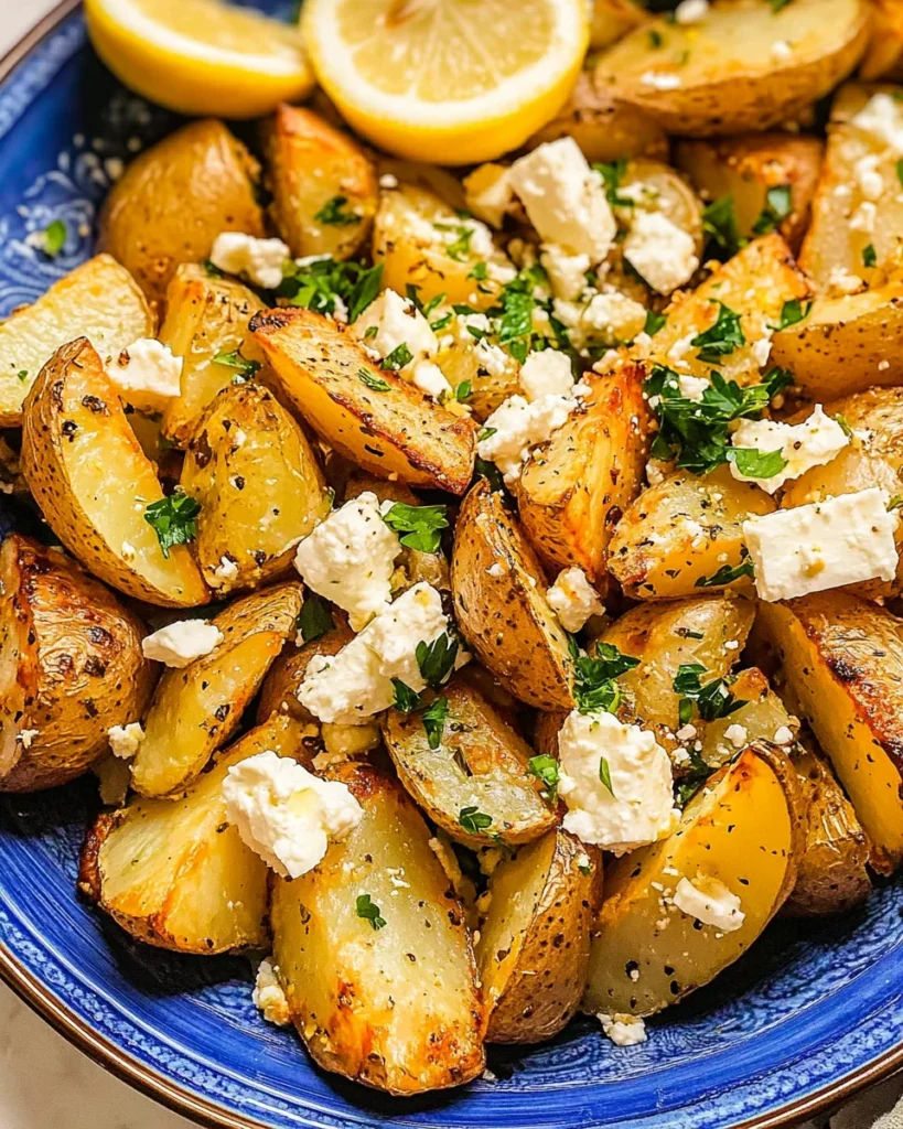 Greek Lemon Feta Roasted Potatoes