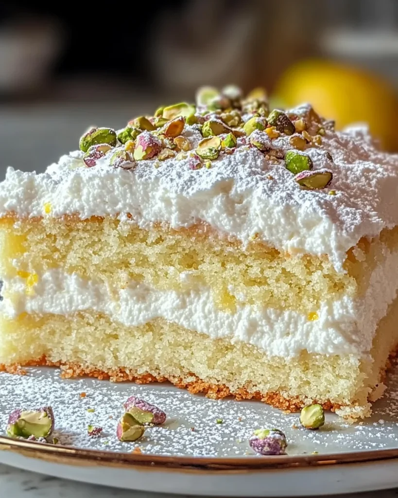 Lemon Pistachio Ricotta Cloud Cake