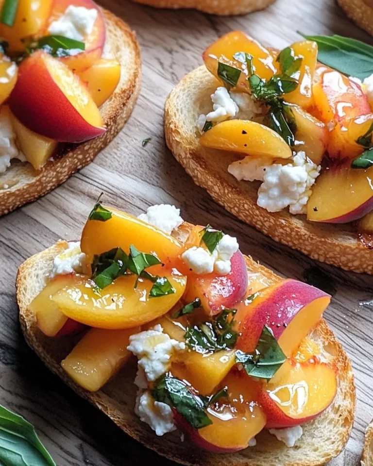 Peach Bruschetta with Goat Cheese and Honey