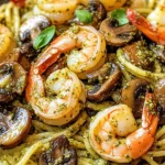 Pesto Shrimp Mushroom Pasta