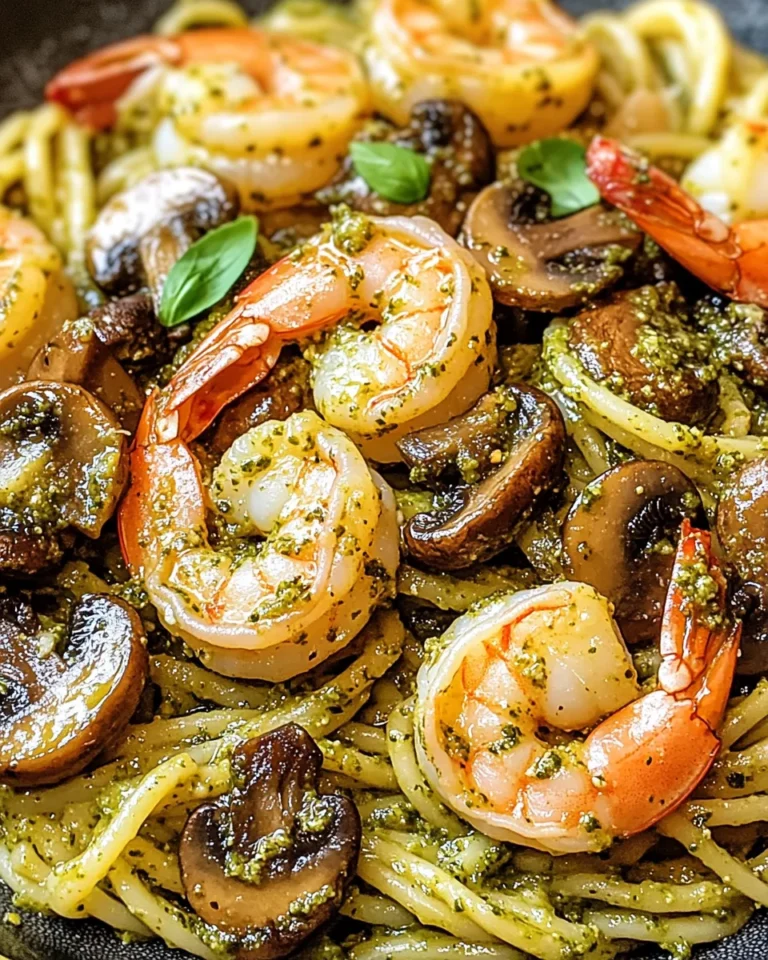 Pesto Shrimp Mushroom Pasta