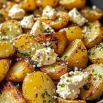 Roasted Potatoes with Baked Feta and Garlic