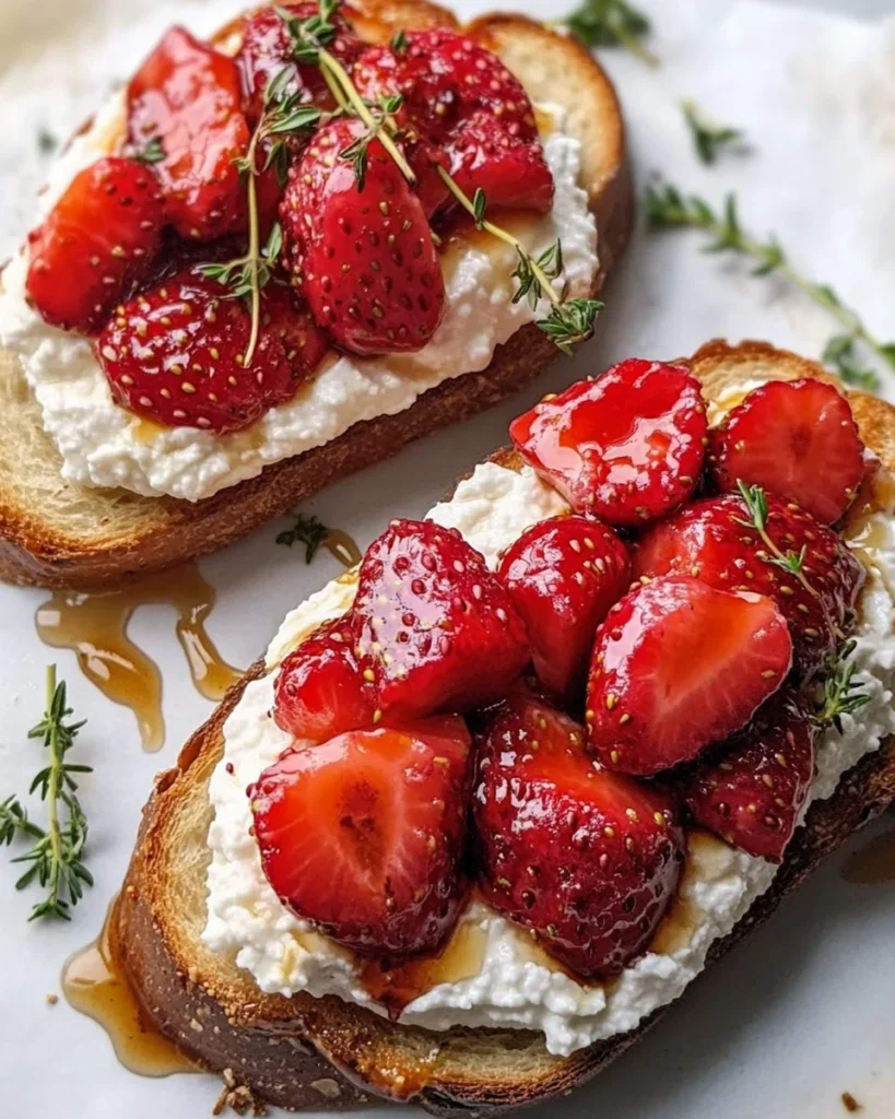Roasted Strawberry Whipped Ricotta Toast