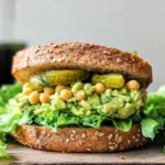 Smashed Chickpea Avocado Dill Pickle Sandwiches