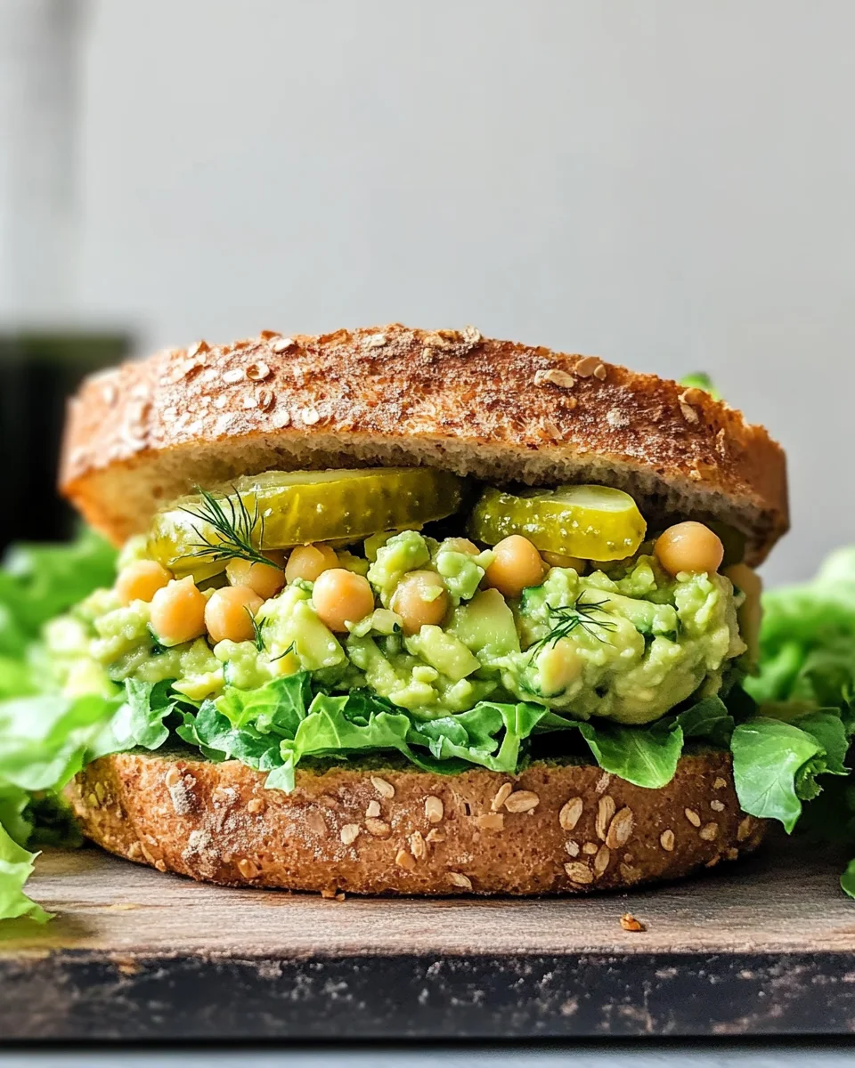 Smashed Chickpea Avocado Dill Pickle Sandwiches