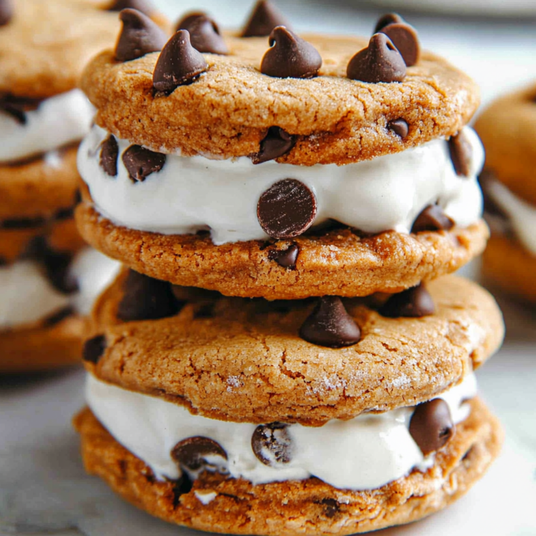 Mini Brown Butter Chocolate Chip Cookie Ice Cream Sandwiches with Olive Oil & Honeycomb Vanilla Bean Ice Cream