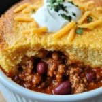 Chili Pot Pie with Cornbread Crust