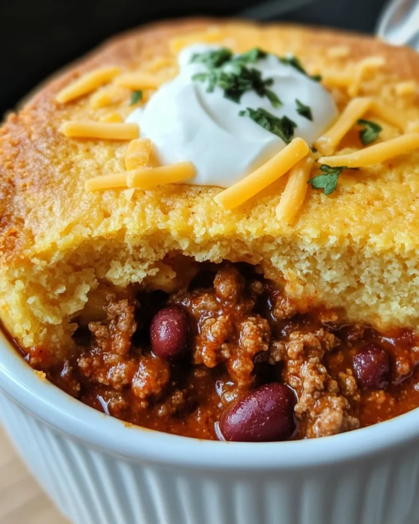 Chili Pot Pie with Cornbread Crust
