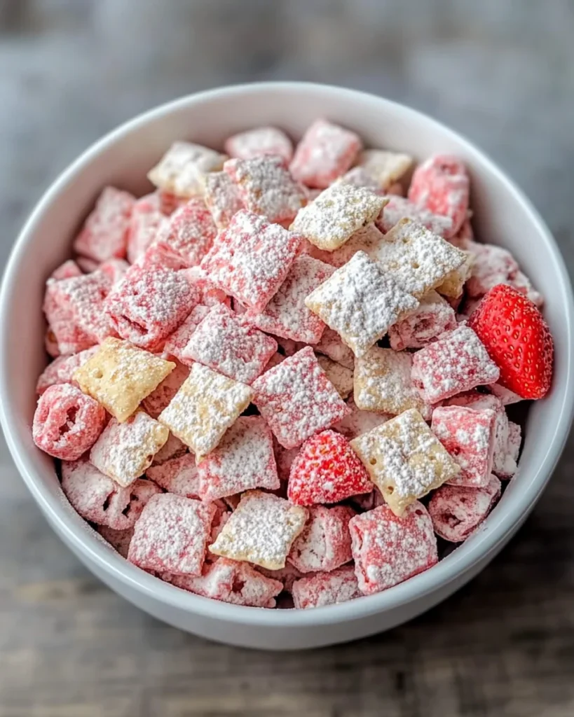 Easy Strawberry Shortcake Puppy Chow