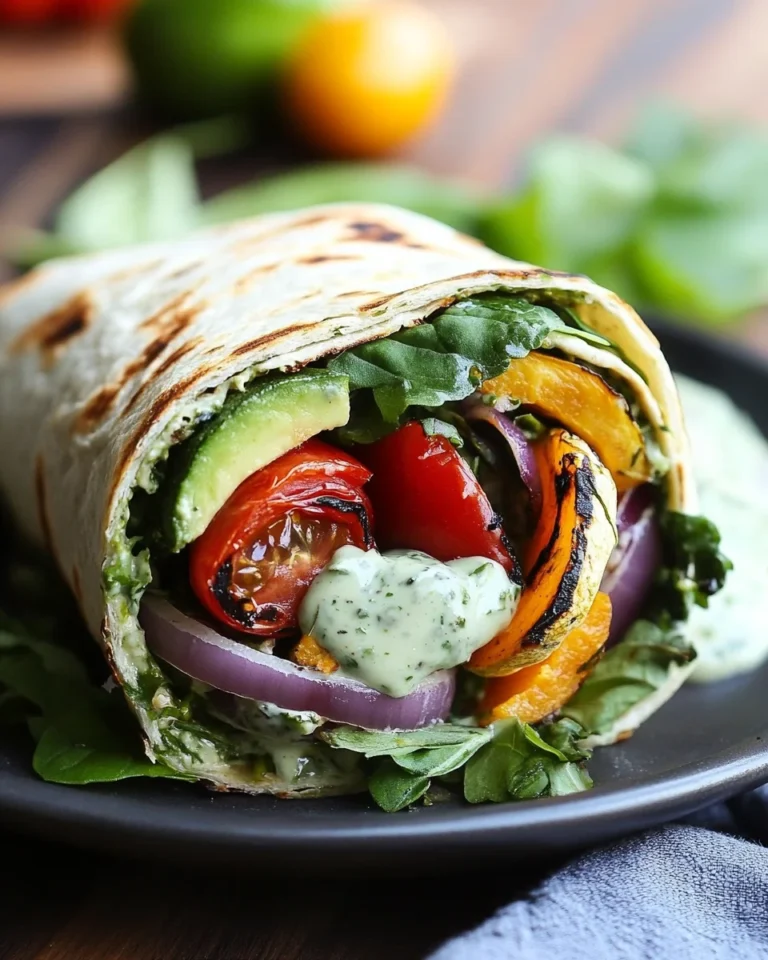 Grilled Mediterranean Veggie Wrap with Zesty Herb Sauce