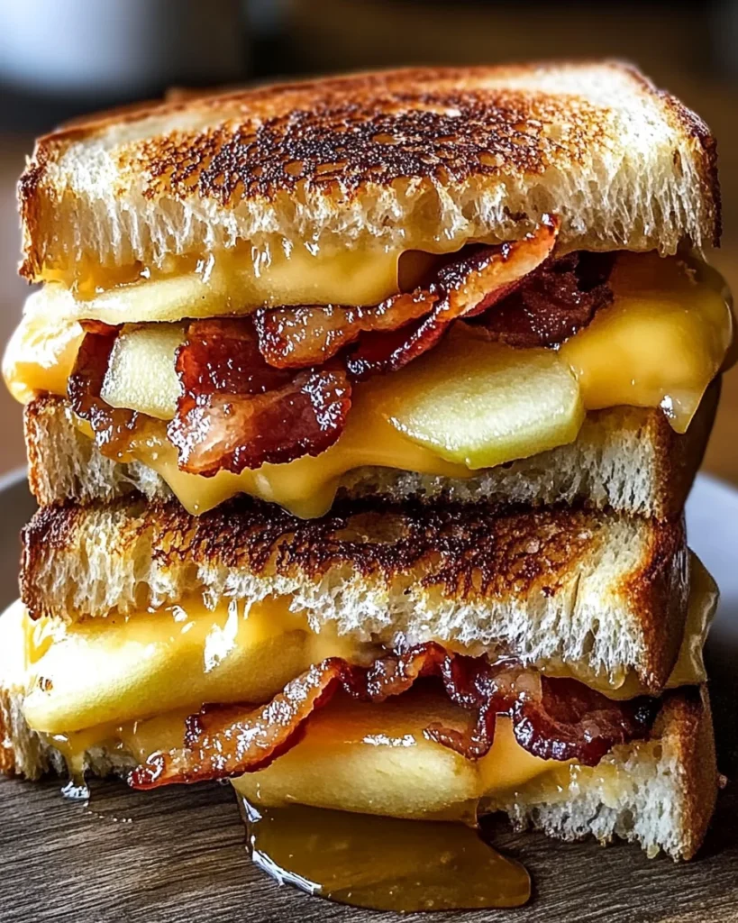 Hot Honey Apple Cheddar Beef Turkey Bacon Grilled Cheese
