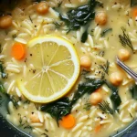 Lemon Orzo Chickpea Soup