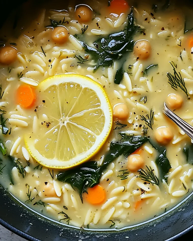 Lemon Orzo Chickpea Soup