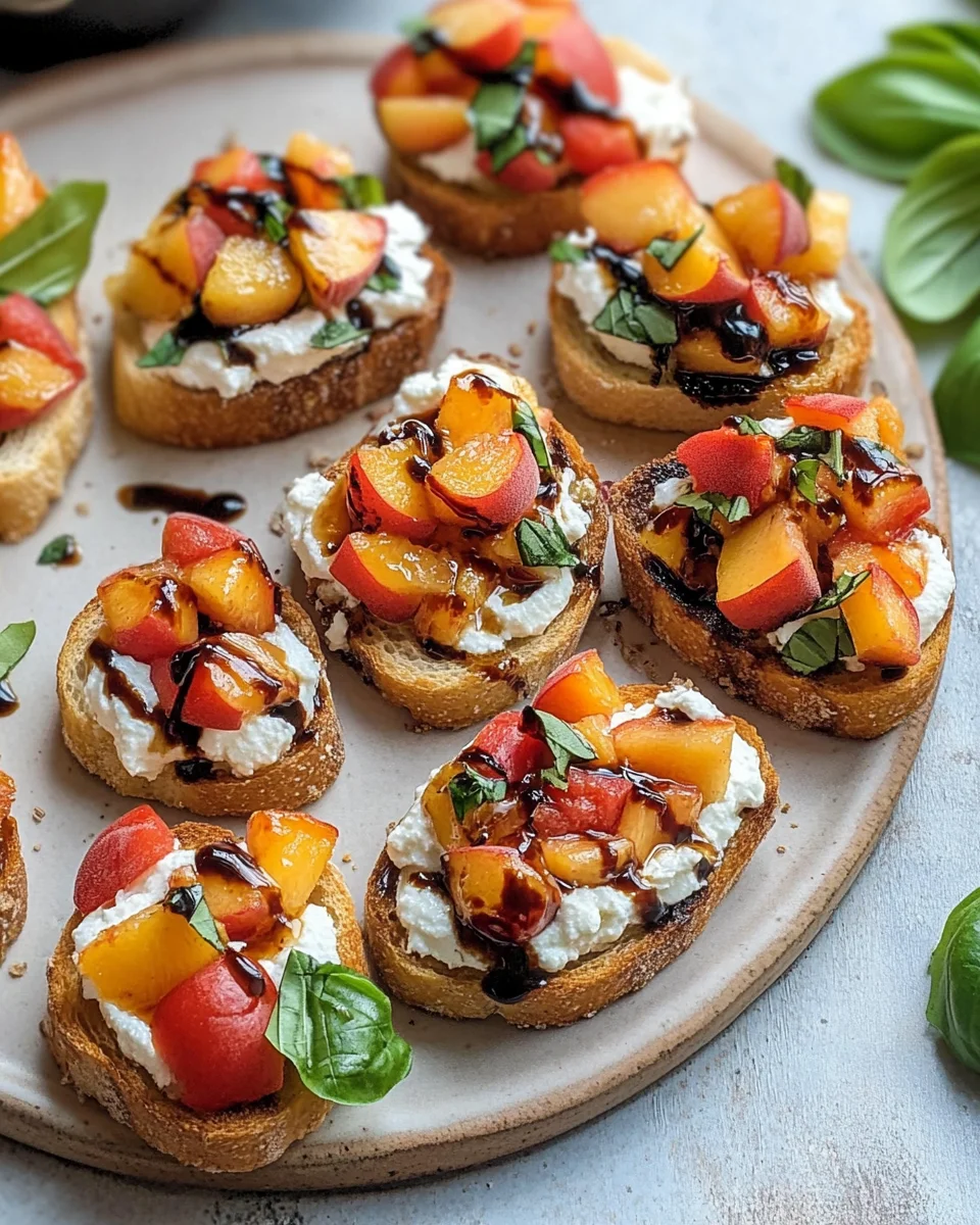 Peach Bruschetta with Whipped Ricotta