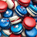 Red, White, & Blue Cherry Cheesecake Macarons