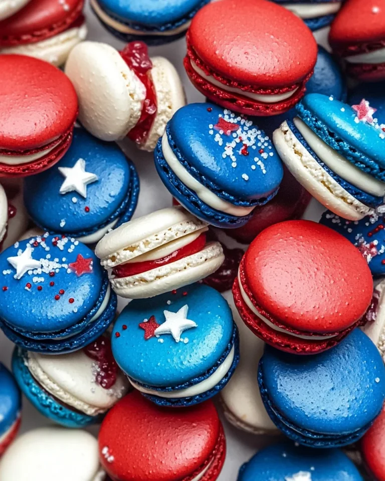Red, White, & Blue Cherry Cheesecake Macarons