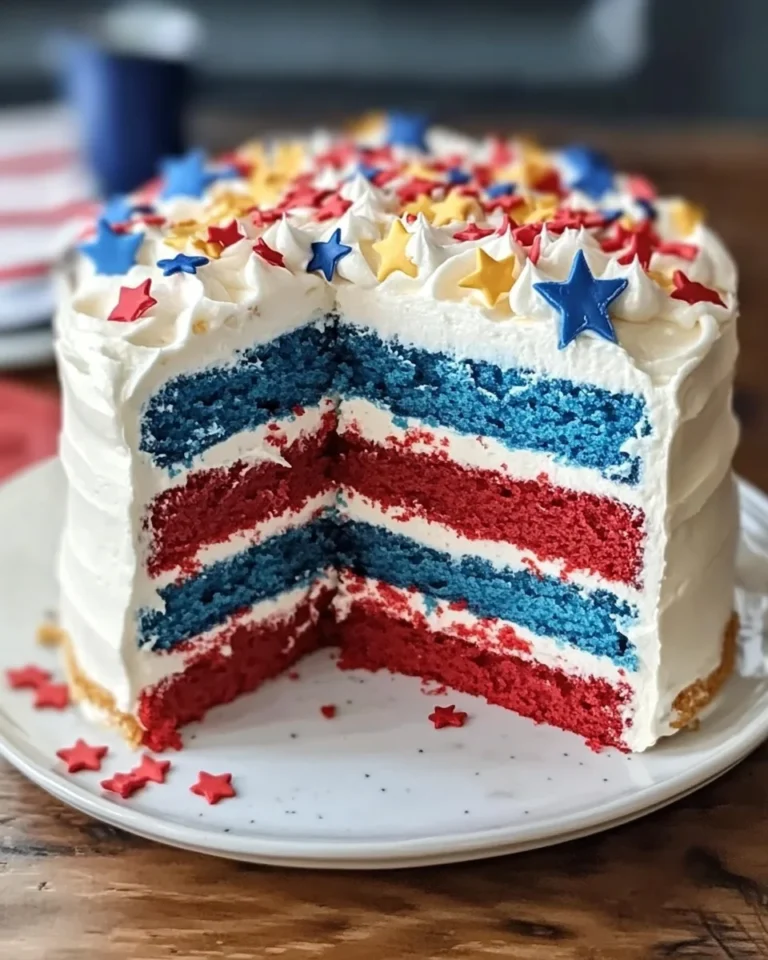 Red, White and Blue Layered Flag Cake