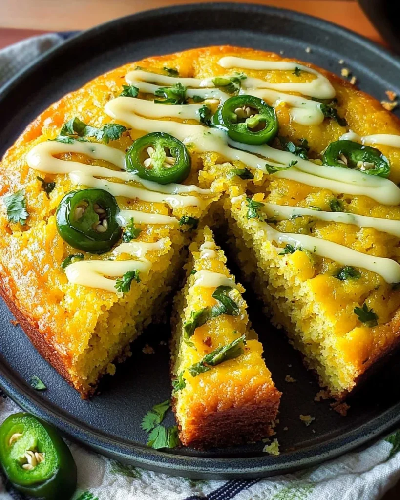 Spicy Sweet Jalapeño Cornbread with Zesty Lime Drizzle