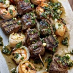 Surf and Turf Kabobs with Chimichurri Sauce