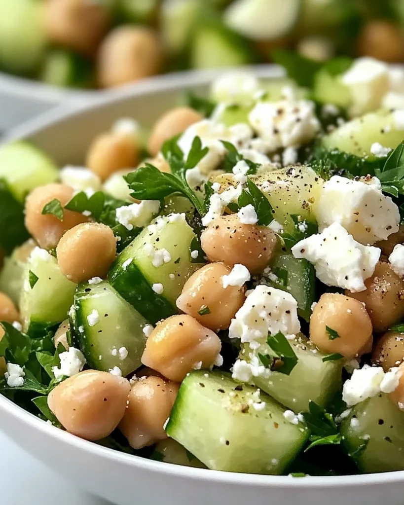 Tasty Chickpea Cucumber Feta Salad