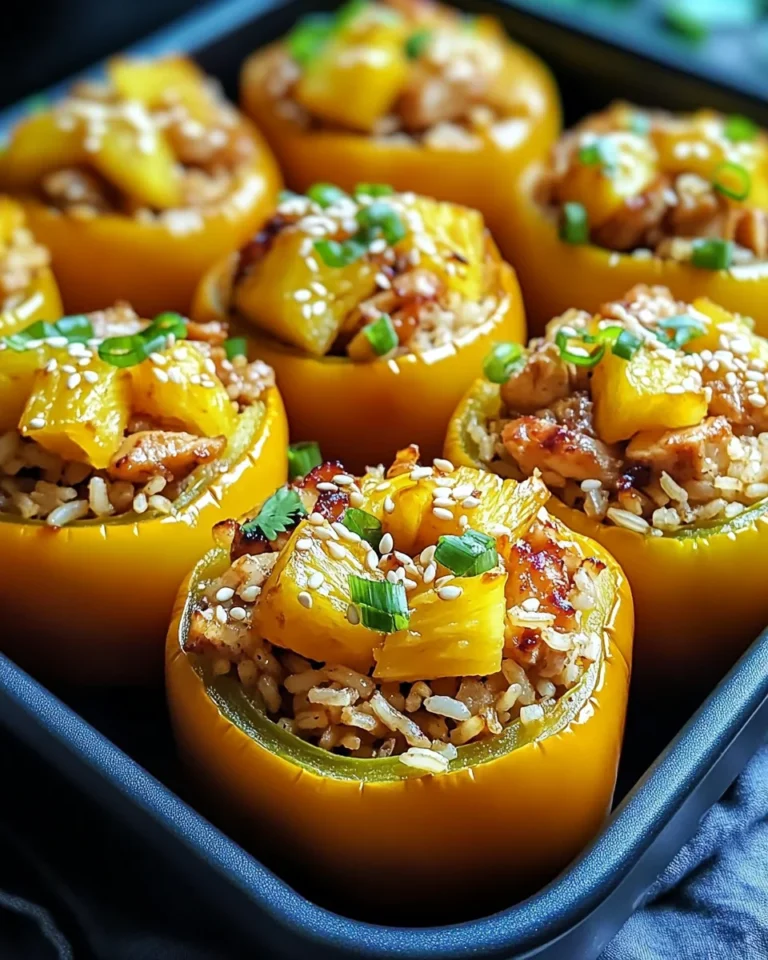 Teriyaki Pineapple Chicken and Rice Stuffed Peppers Delight